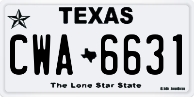 TX license plate CWA6631