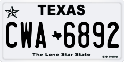 TX license plate CWA6892