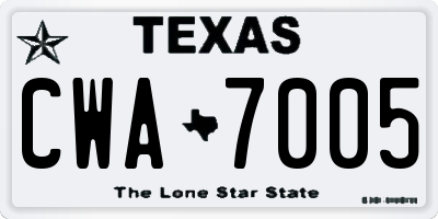 TX license plate CWA7005