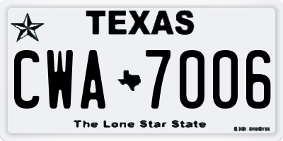 TX license plate CWA7006