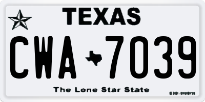 TX license plate CWA7039