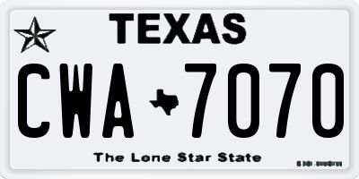 TX license plate CWA7070