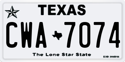 TX license plate CWA7074