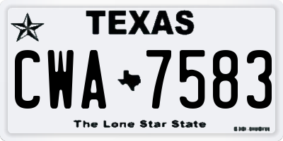 TX license plate CWA7583