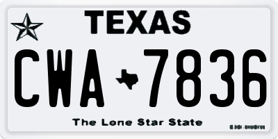 TX license plate CWA7836