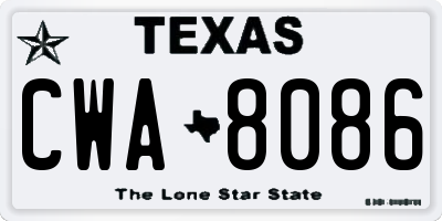 TX license plate CWA8086