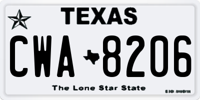 TX license plate CWA8206