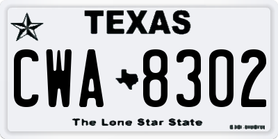 TX license plate CWA8302
