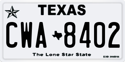 TX license plate CWA8402