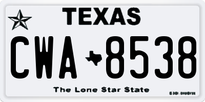 TX license plate CWA8538
