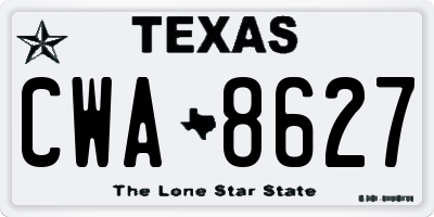 TX license plate CWA8627