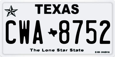 TX license plate CWA8752
