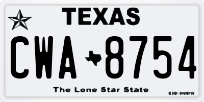 TX license plate CWA8754