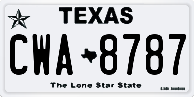 TX license plate CWA8787