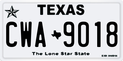 TX license plate CWA9018
