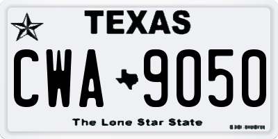 TX license plate CWA9050