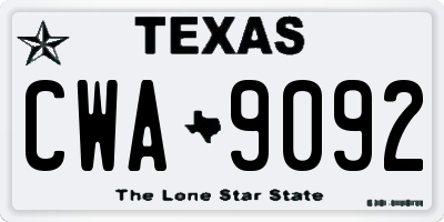 TX license plate CWA9092