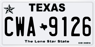 TX license plate CWA9126