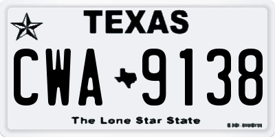 TX license plate CWA9138