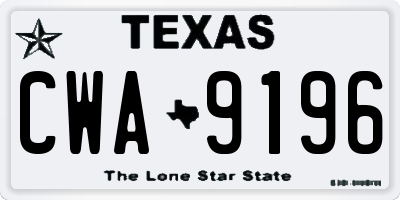 TX license plate CWA9196