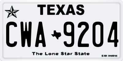 TX license plate CWA9204