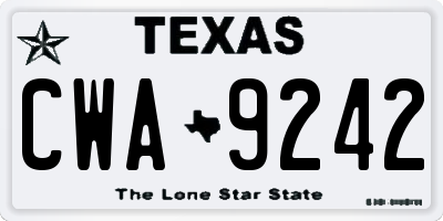 TX license plate CWA9242