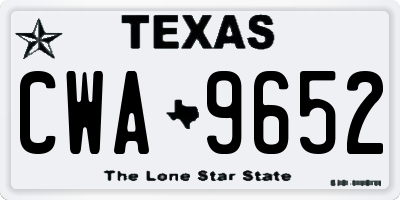 TX license plate CWA9652