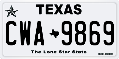 TX license plate CWA9869