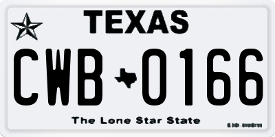 TX license plate CWB0166