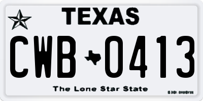 TX license plate CWB0413