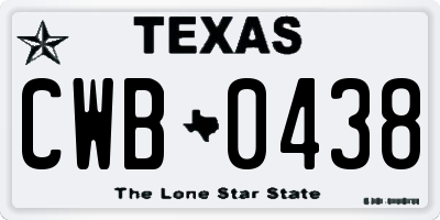 TX license plate CWB0438
