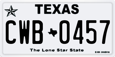 TX license plate CWB0457