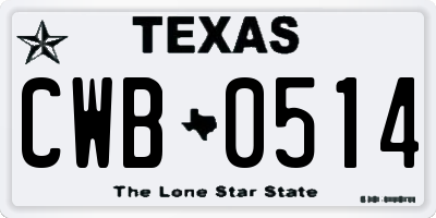 TX license plate CWB0514