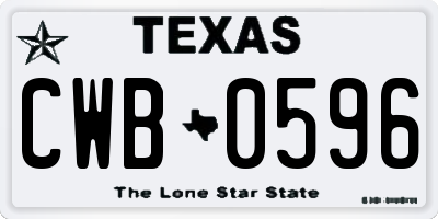 TX license plate CWB0596