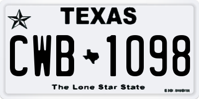 TX license plate CWB1098