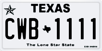 TX license plate CWB1111