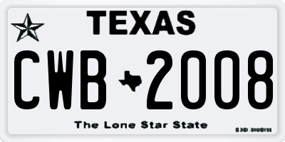 TX license plate CWB2008