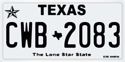 TX license plate CWB2083