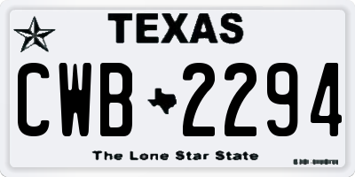 TX license plate CWB2294