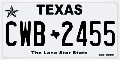 TX license plate CWB2455