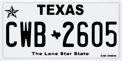 TX license plate CWB2605
