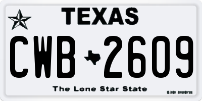 TX license plate CWB2609