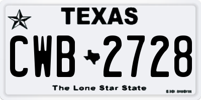 TX license plate CWB2728