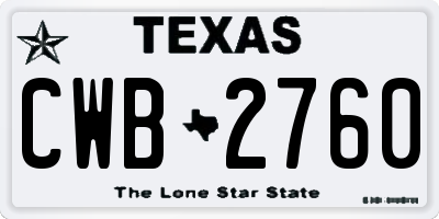 TX license plate CWB2760