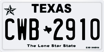 TX license plate CWB2910
