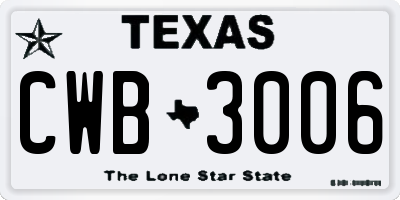 TX license plate CWB3006