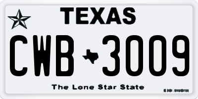 TX license plate CWB3009