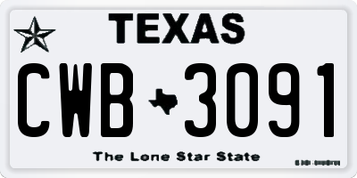 TX license plate CWB3091