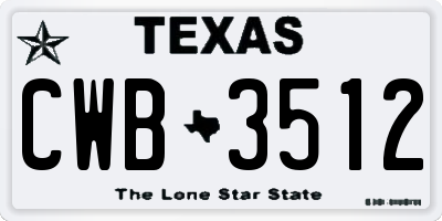 TX license plate CWB3512
