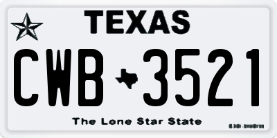 TX license plate CWB3521